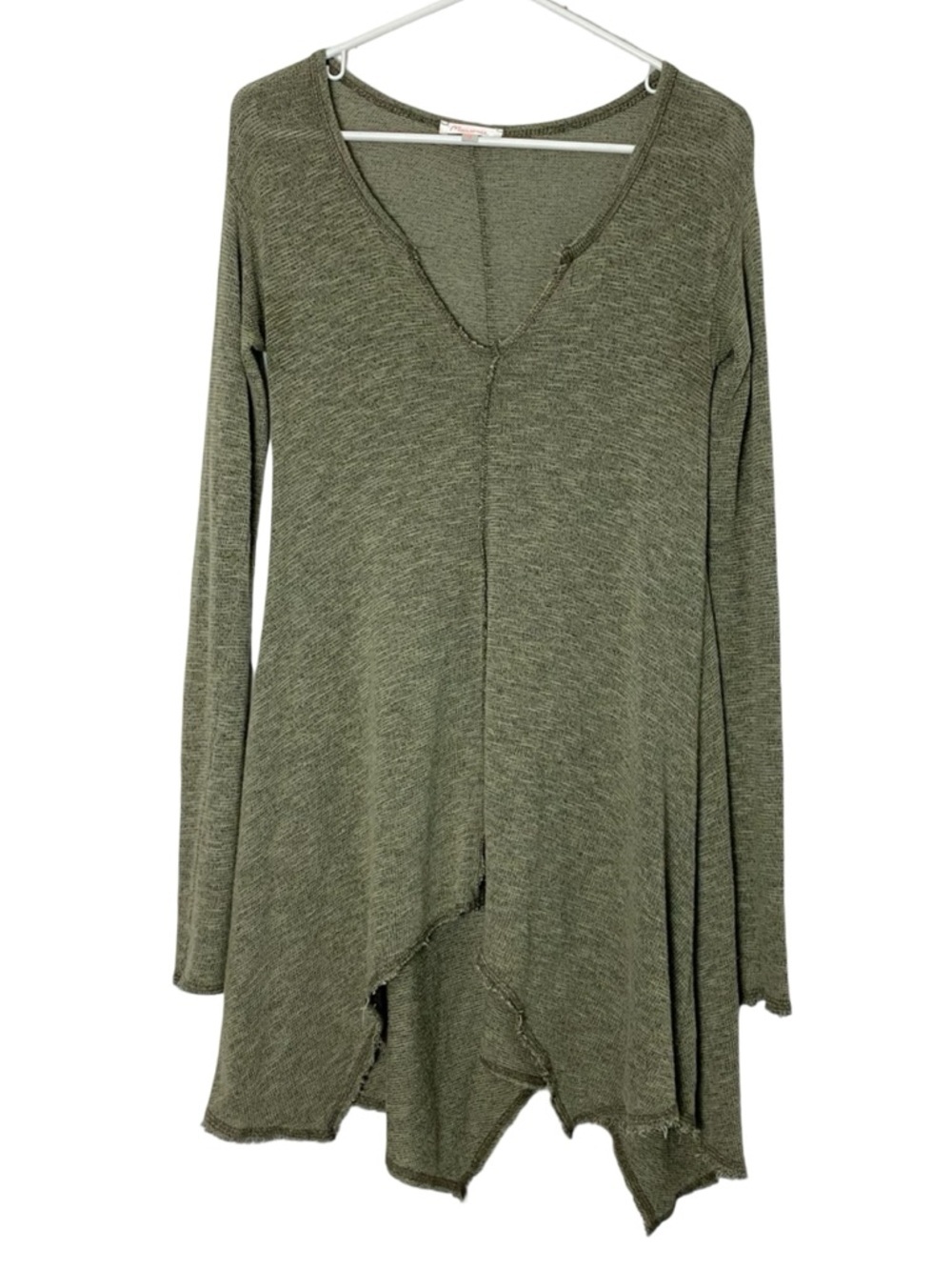 Maronie Tunic Top Sweater Womens Size Small Green Pullover Uneven Hem Shirt